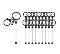sourcing map 10Pcs Beadable Keychain Bars, Metal Beaded Keychain Bars Bulk Blank Creative Cute Key Chain for DIY Craft Jewelry Making Supplies, Black