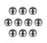 sourcing map 10pcs Beads 10mm Stainless Steel 2.5mm Hole Dia Bead for DIY Crafts, Silver Tone