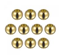 sourcing map 10pcs Beads 10mm Stainless Steel 5mm Hole Dia Bead for DIY Crafts, Gold Tone