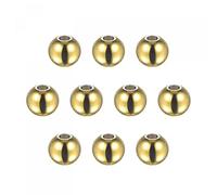 sourcing map 10pcs Beads 8mm Stainless Steel 2.5mm Hole Dia Bead for DIY Crafts, Gold Tone