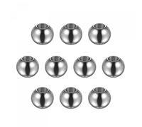sourcing map 10pcs Beads 8mm Stainless Steel 3.5mm Hole Dia Bead for DIY Crafts, Silver Tone