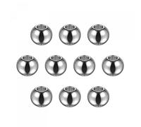 sourcing map 10pcs Beads 8mm Stainless Steel 3mm Hole Dia Bead for DIY Crafts, Silver Tone