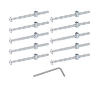 sourcing map 10Pcs Bed Frame Bolts, M6 x 100mm Hex Socket Head Screws Bolts Barrel Nuts Bunk Bed Bolt Furniture Screws with Rice-shaped Head Barrel Nut and Wrench for Chairs Cots, Silver
