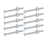 sourcing map 10Pcs Bed Frame Bolts, M6 x 70mm Hex Socket Head Screws Bolts Barrel Nuts Bunk Bed Bolt Furniture Screws with Slotted Head Barrel Nut for Chairs Cots, Silver