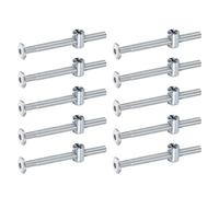 sourcing map 10Pcs Bed Frame Bolts, M6 x 70mm Hex Socket Head Screws Bolts Barrel Nuts Bunk Bed Bolt Furniture Screws with Rice-shaped Head Barrel Nut for Chairs Cots, Silver