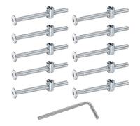 sourcing map 10Pcs Bed Frame Bolts, M6 x 70mm Hex Socket Head Screws Bolts Barrel Nuts Bunk Bed Bolt Furniture Screws with Rice-shaped Head Barrel Nut and Wrench for Chairs Cots, Silver