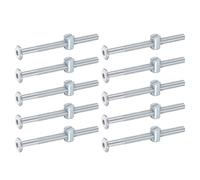 sourcing map 10Pcs Bed Frame Bolts, M6 x 75mm Hex Socket Head Screws Bolts Barrel Nuts Bunk Bed Bolt Furniture Screws with Slotted Head Barrel Nut for Chairs Cots, Silver