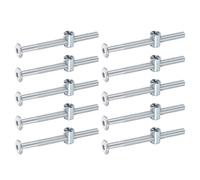sourcing map 10Pcs Bed Frame Bolts, M6 x 75mm Hex Socket Head Screws Bolts Barrel Nuts Bunk Bed Bolt Furniture Screws with Rice-shaped Head Barrel Nut for Chairs Cots, Silver