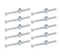 sourcing map 10Pcs Bed Frame Bolts, M6 x 80mm Hex Socket Head Screws Bolts Barrel Nuts Bunk Bed Bolt Furniture Screws with Rice-shaped Head Barrel Nut for Chairs Cots, Silver