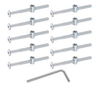sourcing map 10Pcs Bed Frame Bolts, M6 x 80mm Hex Socket Head Screws Bolts Barrel Nuts Bunk Bed Bolt Furniture Screws with Rice-shaped Head Barrel Nut and Wrench for Chairs Cots, Silver
