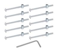 sourcing map 10Pcs Bed Frame Bolts, M6 x 90mm Hex Socket Head Screws Bolts Barrel Nuts Bunk Bed Bolt Furniture Screws with Rice-shaped Head Barrel Nut and Wrench for Chairs Cots, Silver