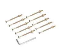 sourcing map 10Pcs Bed Frame Bolts, M6x100mm Hex Socket Head Cap Screws Bolts with Barrel Nuts Hardware Replacement Kit & M4 Hex Wrench for Furniture, Beds, Chair