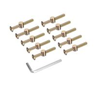 sourcing map 10Pcs Bed Frame Bolts, M6x50mm Hex Socket Head Cap Screws Bolts with Barrel Nuts Hardware Replacement Kit & M4 Hex Wrench for Furniture, Beds, Chair