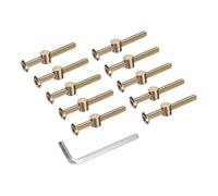 sourcing map 10Pcs Bed Frame Bolts, M6x55mm Hex Socket Head Cap Screws Bolts with Barrel Nuts Hardware Replacement Kit & M4 Hex Wrench for Furniture, Beds, Chair