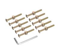 sourcing map 10Pcs Bed Frame Bolts, M6x60mm Hex Socket Head Cap Screws Bolts with Barrel Nuts Hardware Replacement Kit & M4 Hex Wrench for Furniture, Beds, Chair