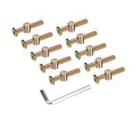 sourcing map 10Pcs Bed Frame Bolts, M8x50mm Hex Socket Head Cap Screws Bolts with Barrel Nuts Hardware Replacement Kit & M5 Hex Wrench for Furniture, Beds, Chair