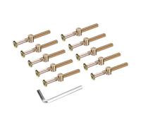 sourcing map 10Pcs Bed Frame Bolts, M8x70mm Hex Socket Head Cap Screws Bolts with Barrel Nuts Hardware Replacement Kit & M5 Hex Wrench for Furniture, Beds, Chair