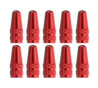 sourcing map 10pcs Bike Valve Caps Anodized Aluminum Road Bicycle Air Tire Valve Caps Dust Caps for MTB Road Racing Bicycle, Red