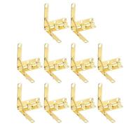 sourcing map 10Pcs Box Quadrant Hinge, 30x32mm Box Hinge Cases with Side Rail Retaining Arm 90 Degree Folding Support Hinges for Jewelry Wine Wooden Box, Imitation Gold