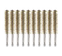 sourcing map 10Pcs Brass Bore Brush 16mm Dia 4.5" Long Cleaning Twisted Wire Brush with Handle 1/4" Hex Shank for Tubes Ports Bearings, Yellow