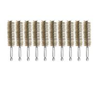 sourcing map 10Pcs Brass Bore Brush 20mm Dia 4.5" Long Cleaning Twisted Wire Brush with Handle 1/4" Hex Shank for Tubes Ports Bearings, Yellow