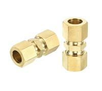 sourcing map 10Pcs Brass Compression Tube Fitting, 1/2" Tube OD x 1/2" Tube OD Connector Straight Coupling Adapter Union Fittings