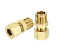 sourcing map 10Pcs Brass Compression Tube Fitting, 5/16" Tube OD x 1/4" NPT Male Connector Straight Coupling Adapter Union Fittings