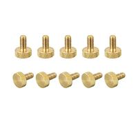 sourcing map 10Pcs Brass Knurled Thumb Screws, M5x10mm Flat Grip Bolt Knobs Fasteners for Electronic, Mechanical