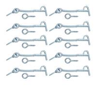 sourcing map 10Pcs Cabin Hook Eye Latch, 3" Zinc Plated Iron Spring Hook and Eye Safety Latch with Mounting Screw for Wood Window Door and Cabinets