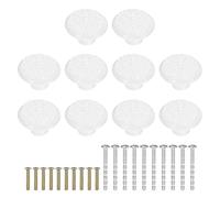 sourcing map 10Pcs Ceramic Knobs, 34mm/1.34" Flower Pattern Mushroom Knob Drawer Pull Handle Vintage Wardrobe Knobs with Screws for Vanity Bedroom Furniture Closet, White