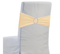 sourcing map 10Pcs Chair Sashes Chair Bow, 350x130mm Polyester Stretch Band with Buckle Slider for Banquet Party Wedding Party Events (Champagne Color)