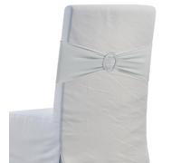 sourcing map 10Pcs Chair Sashes Chair Bow, 350x130mm Polyester Stretch Band with Buckle Slider for Banquet Party Wedding Party Events (Light Gray)