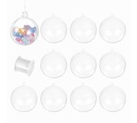 sourcing map 10pcs Clear Plastic Fillable Ornaments, 100mm/4" Clear Acrylic Ornaments Hanging Balls with 164ft Wire DIY Christmas Ornament Decoration for Party Wedding Home Decor