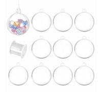 sourcing map 10pcs Clear Plastic Fillable Ornaments, 50mm/2" Clear Acrylic Ornaments Hanging Balls with 164ft Wire DIY Christmas Ornament Decoration for Party Wedding Home Decor