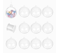 sourcing map 10pcs Clear Plastic Fillable Ornaments, 90mm/3.5" Clear Acrylic Ornaments Hanging Balls with 164ft Wire DIY Christmas Ornament Decoration for Party Wedding Home Decor