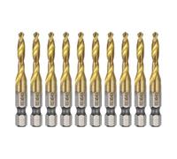 Sourcing Map 10pcs Combination Drill and Tap Bit Set - M5 x 0.8 Metric, 1/4" Hex Shank, Titanium Coated, High Speed Steel
