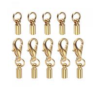 sourcing map 10pcs Cord End Cap 2.5mm ID Lobster Claw Clasp End Caps for DIY Bracelets Necklaces, Rose Gold Tone