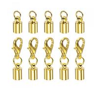 sourcing map 10pcs Cord End Cap 4.5mm ID Lobster Claw Clasp End Caps for DIY Bracelets Necklaces, Gold Tone