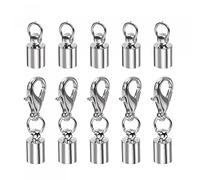 sourcing map 10pcs Cord End Cap 4.5mm ID Lobster Claw Clasp End Caps for DIY Bracelets Necklaces, Silver Tone