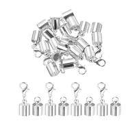 Sourcing Map 10Pcs Cord End Caps 7.5mm Barrel Beads Kumihimo Iron for Leather Ribbon Clamp Clasp Jewelry Making Necklace DIY Craft (Silver)