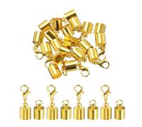sourcing map 10Pcs Cord End Caps, 7.5mm End Caps Barrel Beads Kumihimo End Caps Iron for Leather Ribbon Clamp Clasp Jewelry Making Necklace Cord DIY Craft (Gold)