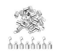 sourcing map 10Pcs Cord End Caps, 8.5mm End Caps Barrel Beads Kumihimo End Caps Iron for Leather Ribbon Clamp Clasp Jewelry Making Necklace Cord DIY Craft (Silver)