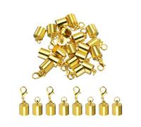 sourcing map 10Pcs Cord End Caps, 8.5mm End Caps Barrel Beads Kumihimo End Caps Iron for Leather Ribbon Clamp Clasp Jewelry Making Necklace Cord DIY Craft (Gold)