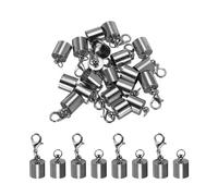 sourcing map 10Pcs Cord End Caps, 9.5mm End Caps Barrel Beads Kumihimo End Caps Iron for Leather Ribbon Clamp Clasp Jewelry Making Necklace Cord DIY Craft (Black)
