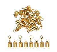 sourcing map 10Pcs Cord End Caps, 9.5mm End Caps Barrel Beads Kumihimo End Caps Iron for Leather Ribbon Clamp Clasp Jewelry Making Necklace Cord DIY Craft (Pale Gold)