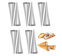 sourcing map 10pcs Cream Horn Moulds, 5 Inch Non-Stick Cream Forms Roll Tubes Moulds Stainless Steel Conical Shaped Horn Pastry Tube for Baking Croissant Shell Cookie Dough
