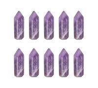 sourcing map 10Pcs Crystals Wands, Amethyst Natural Hexagonal Crystal for Chakra Meditation Wire Wrapping Home Decor Bulk Rough Stone Collection, 31 x 9mm (Pink)