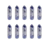 sourcing map 10Pcs Crystals Wands, Blue Dot Stone Natural Hexagonal Crystal for Chakra Meditation Wire Wrapping Home Decor Bulk Rough Stone Collection, 33 x 8mm (Blue)