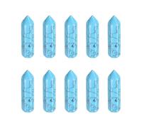 sourcing map 10Pcs Crystals Wands, Blue Howlite Natural Hexagonal Crystal for Chakra Meditation Wire Wrapping Home Decor Bulk Rough Stone Collection, 33 x 8mm (Light Blue)