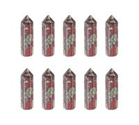 sourcing map 10Pcs Crystals Wands, Dragon Stone Natural Hexagonal Crystal for Chakra Meditation Wire Wrapping Home Decor Bulk Rough Stone Collection, 33 x 8mm